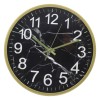 Circular black marble clock face Plastic wall clock