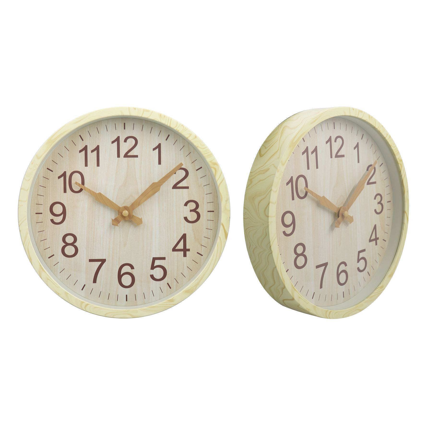 Wooden grain plastic wall clock