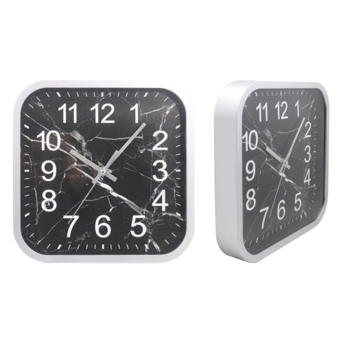 Square black marble clock face Plastic wall clock