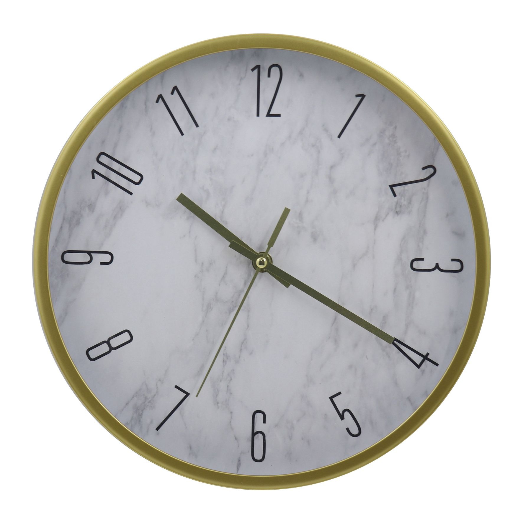 Circular white marble clock face Plastic wall clock