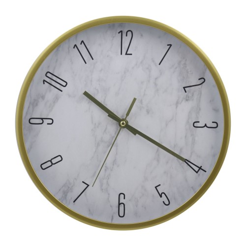 Circular white marble clock face Plastic wall clock