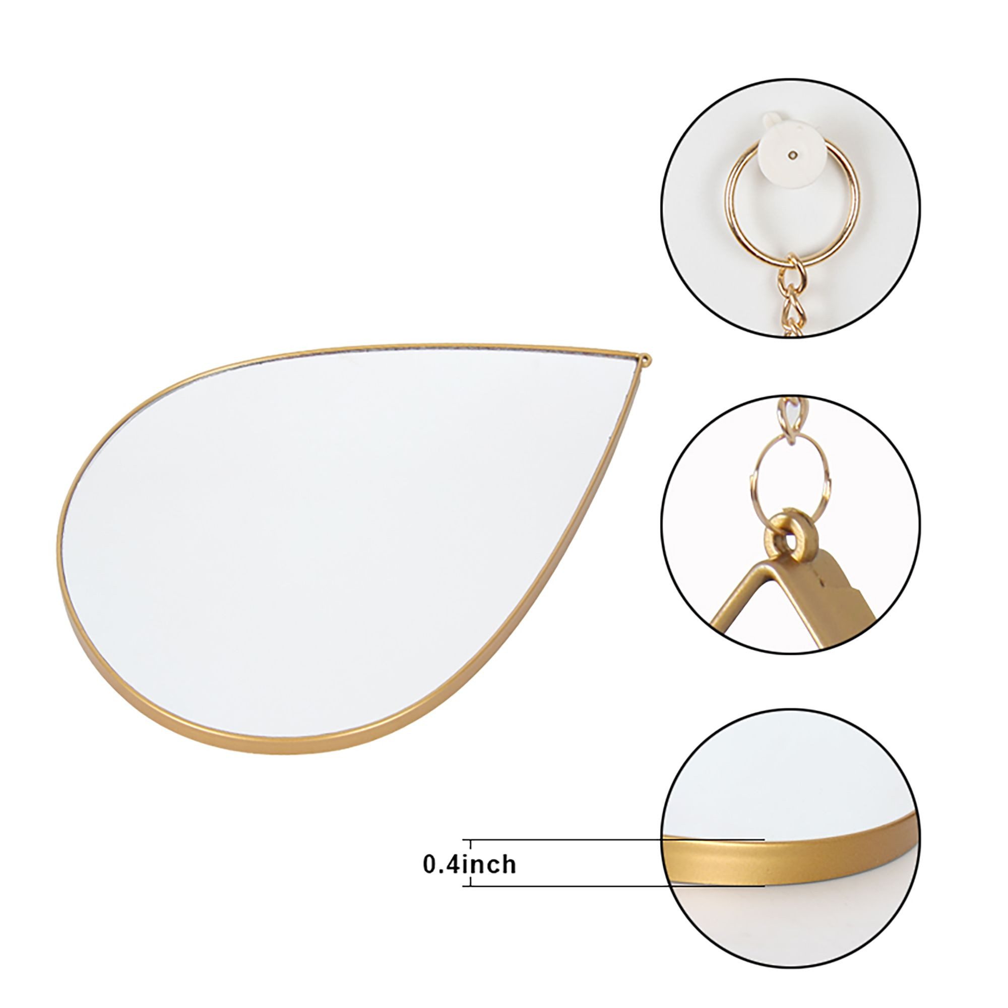 Plastic droplet shaped chain three piece mirror set