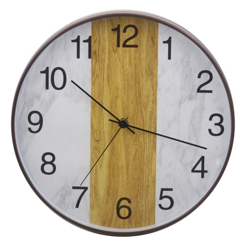 Wood grain frame Plastic wall clock-3