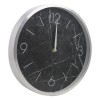 Silver framed marble clock face plastic wall clock